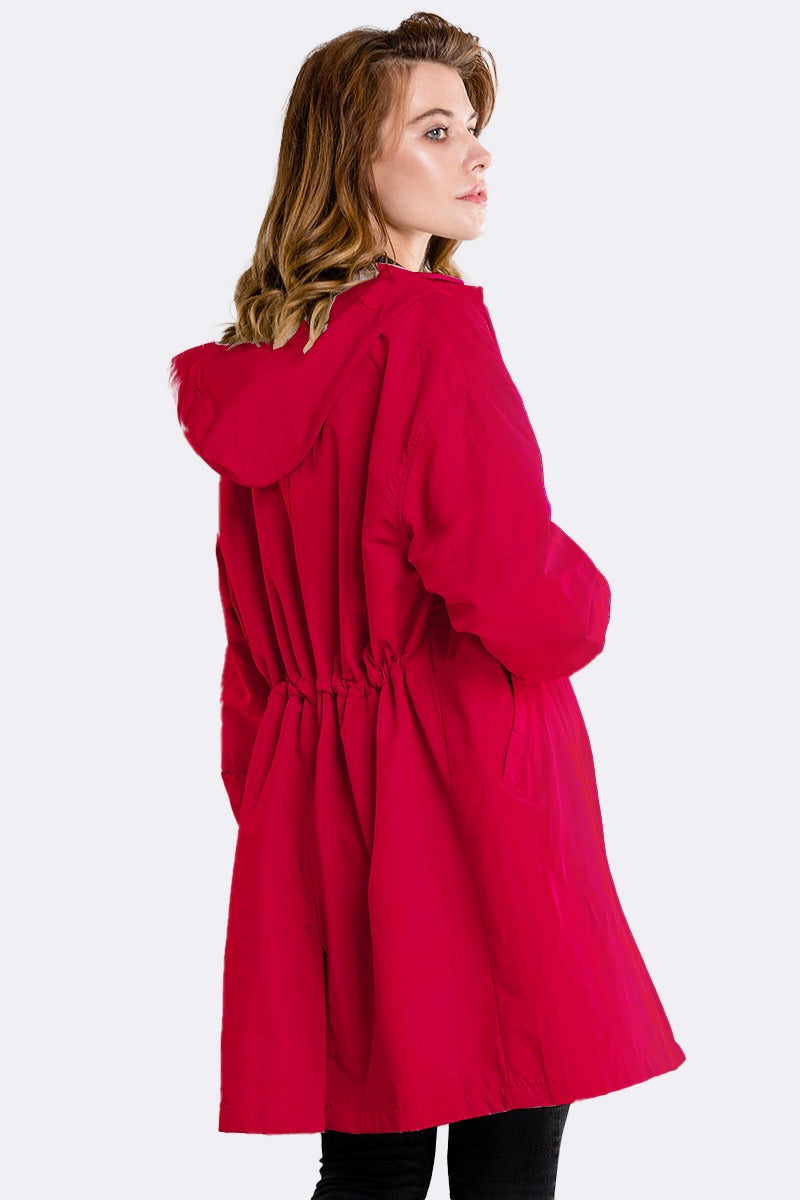 Giacca Antipioggia a Vento con Cappuccio, Impermeabile e Oversize