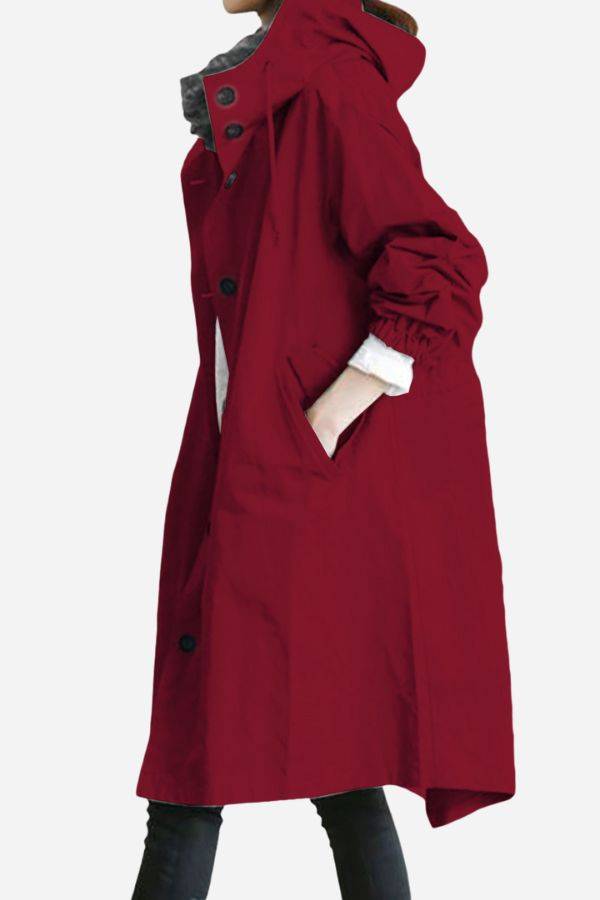 Giacca Antipioggia a Vento con Cappuccio, Impermeabile e Oversize