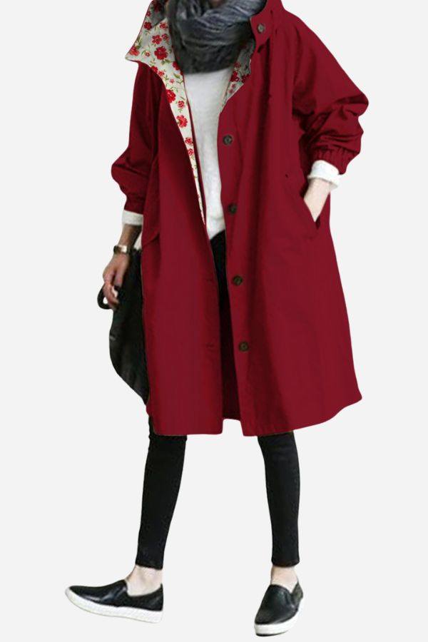 Giacca Antipioggia a Vento con Cappuccio, Impermeabile e Oversize