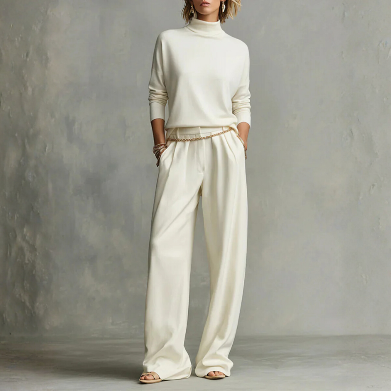 GIULIANA | Completo Dolcevita Morbido con Pantaloni Ampi