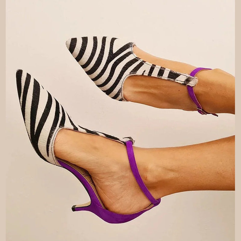 ISABELLA | Elegante décolleté zebrato con raffinato tacco viola