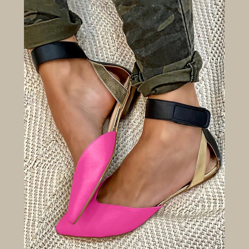 RINA | Eleganti ballerine color block con fascia alla caviglia per un look sofisticato