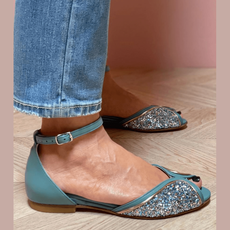 BRIGITTA | Eleganti Sandali Bassi Glitter Perfetti per Ogni Occasione