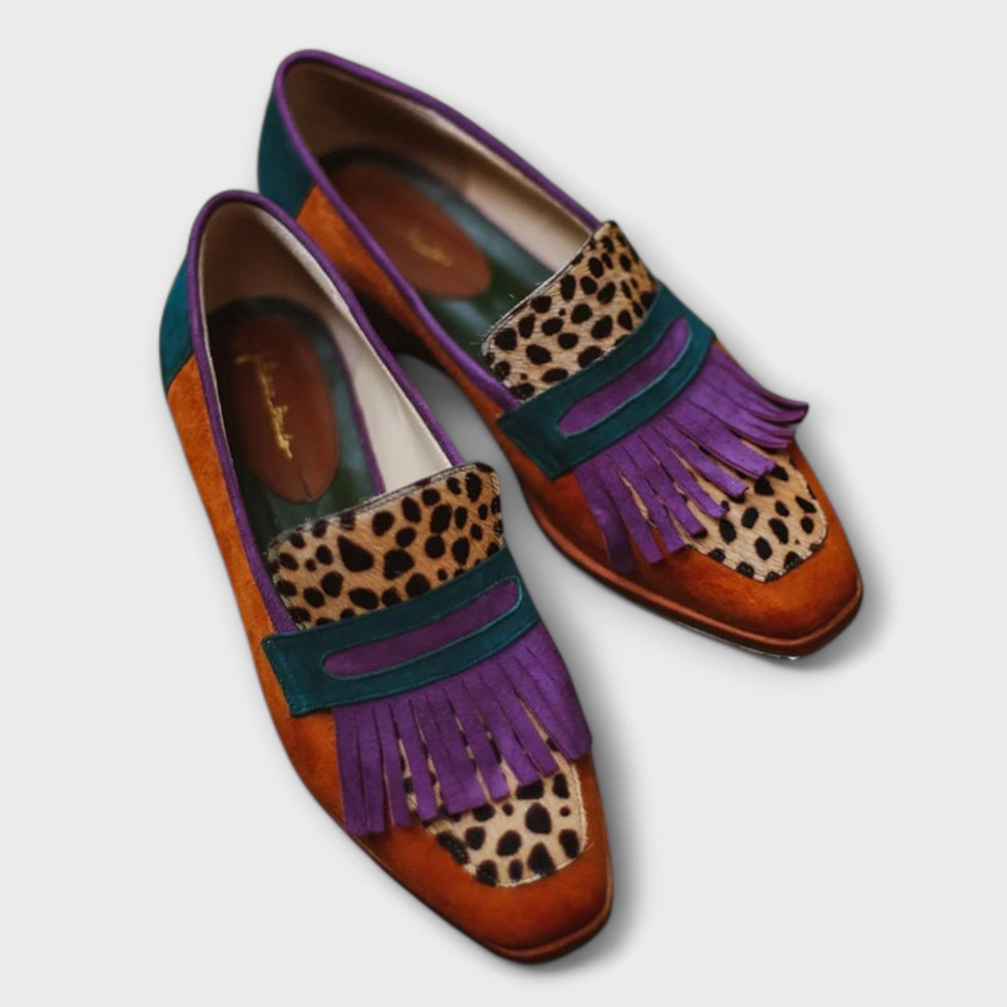 Fallon – Eleganti Mocassini Marroni con Incantevole Stampa Leopardo