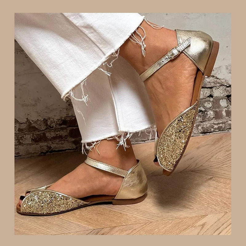 FLAVIA | Sandalo Flat Glitterato Elegante e Brillante