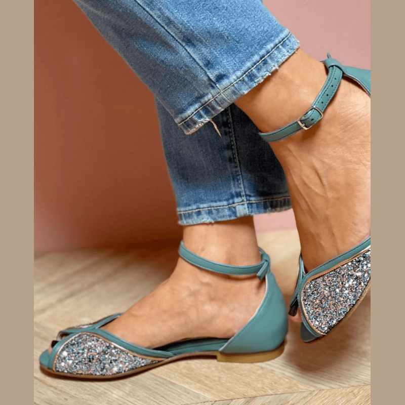 BRIGITTA | Eleganti Sandali Bassi Glitter Perfetti per Ogni Occasione
