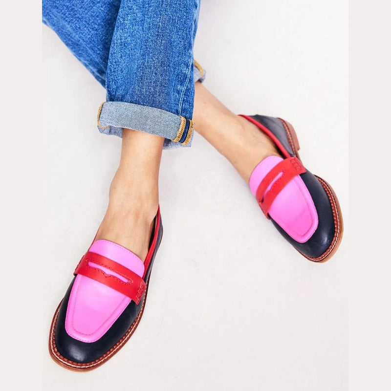 Faius™ | Morbidi mocassini neri con vivaci dettagli colorati per uno stile unico