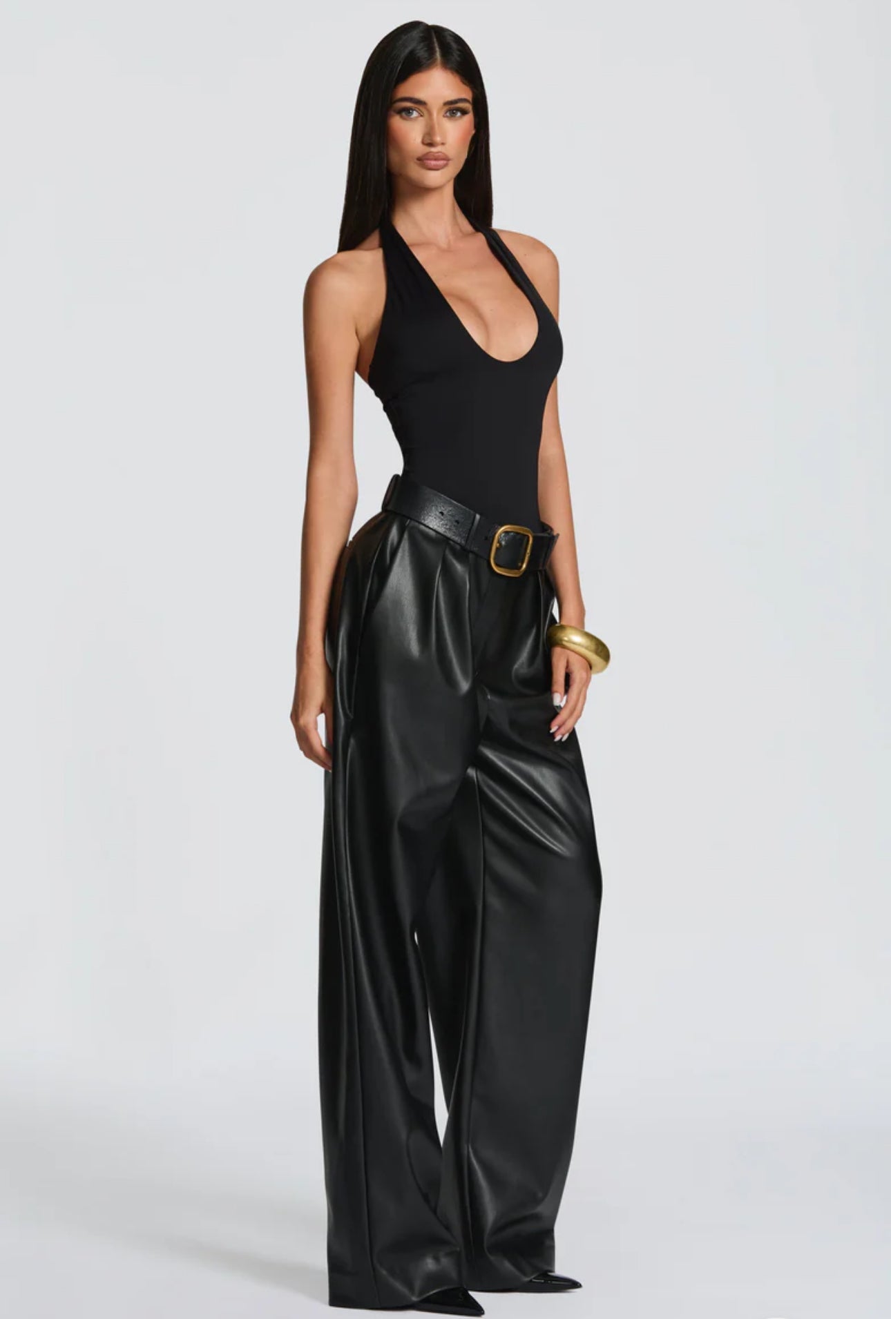 Pantaloni ANITA in eco-pelle a vita