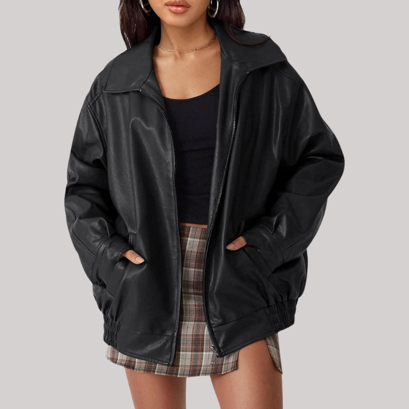 Giacca oversize vintage in pelle
