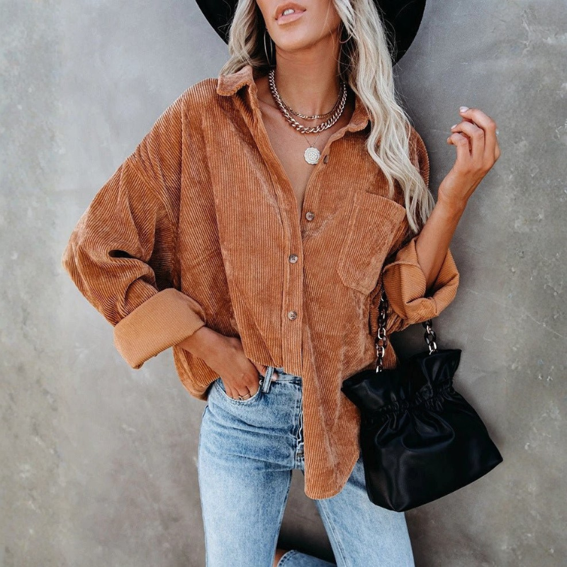 Camicia oversize in velluto a coste