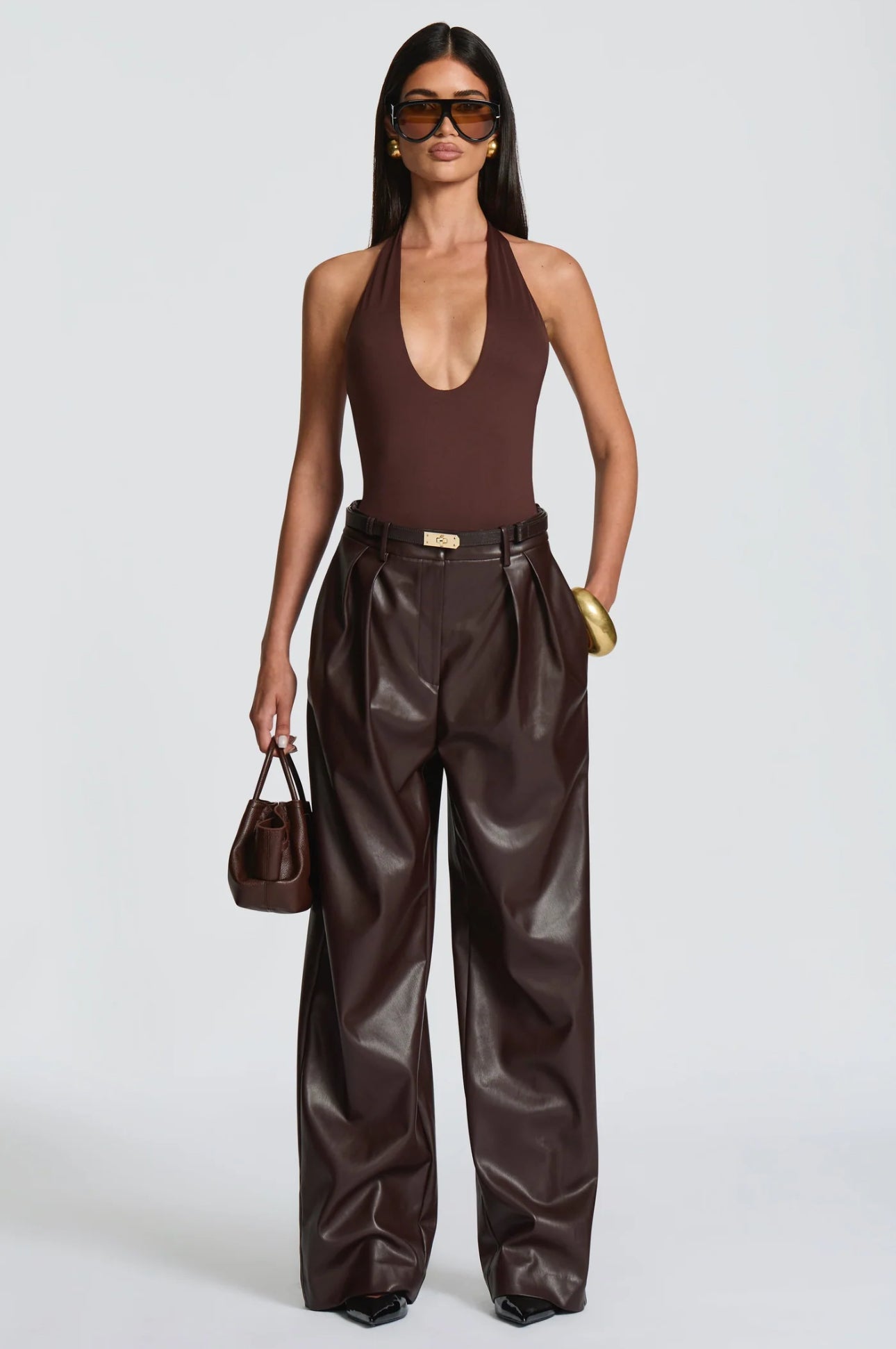 Pantaloni ANITA in eco-pelle a vita