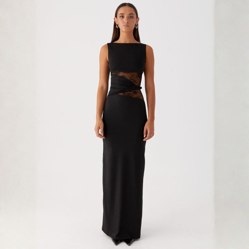 Leni - Maxidress aderente con tagli discreti e lacci