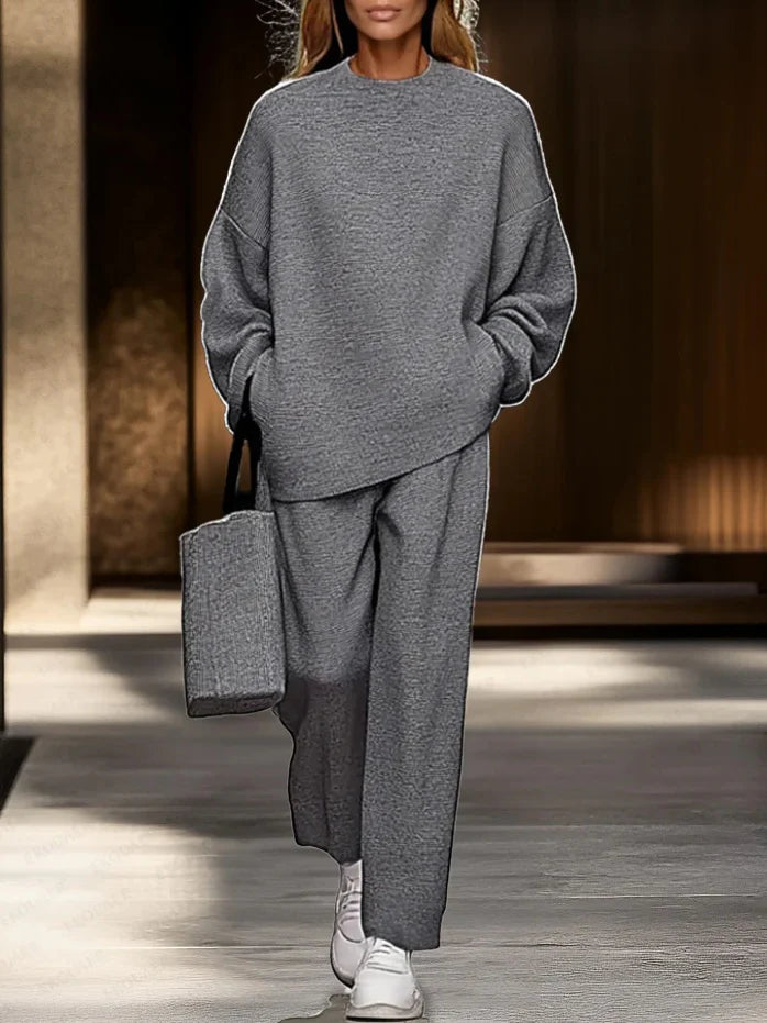 GIADA | Completo Casual Grigio con Top e Pantaloni Larghi