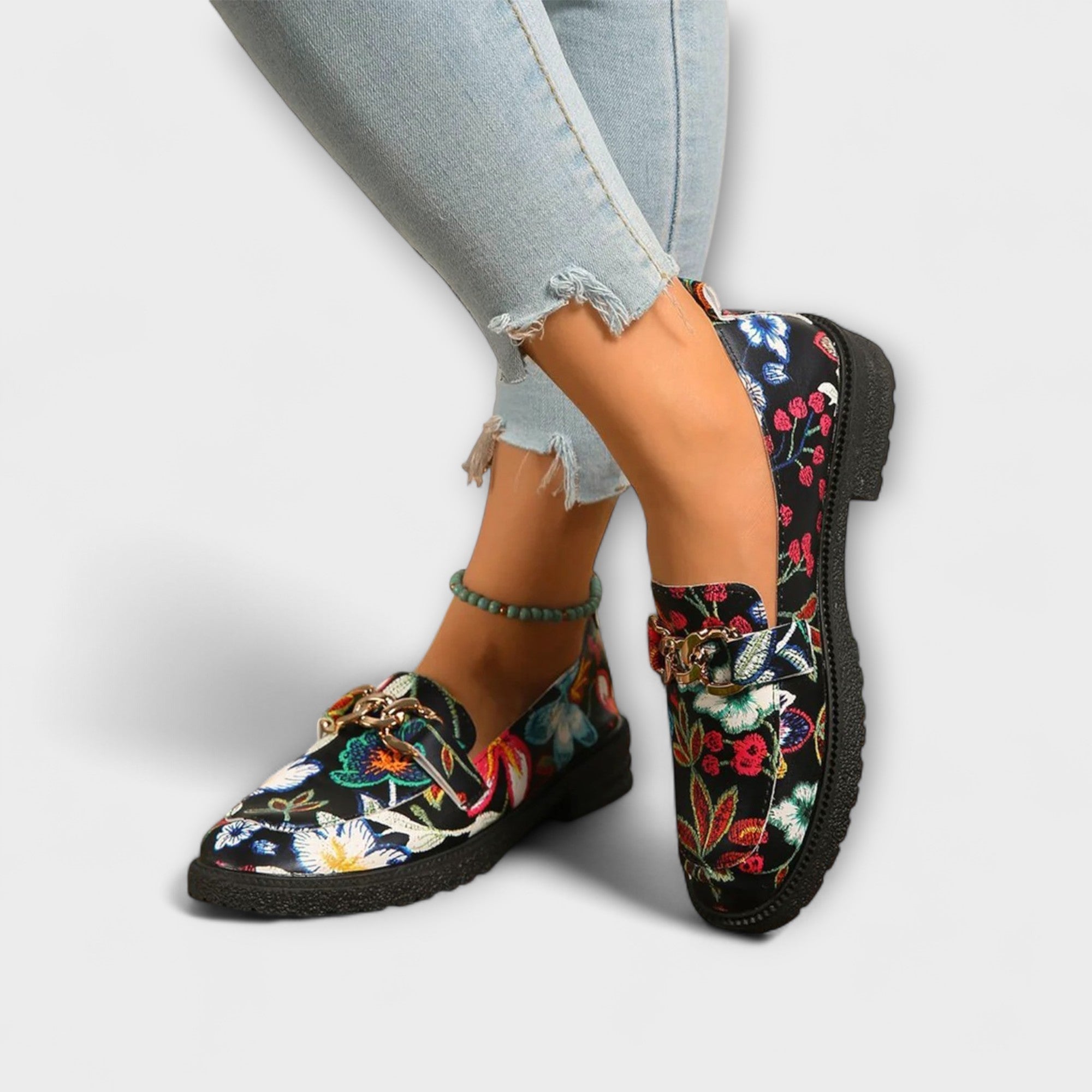 Orla – Eleganti mocassini multicolori con affascinante motivo floreale