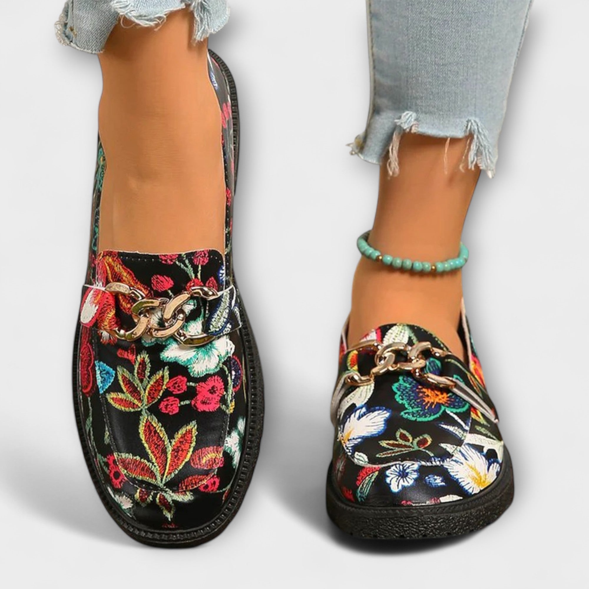 Orla – Eleganti mocassini multicolori con affascinante motivo floreale
