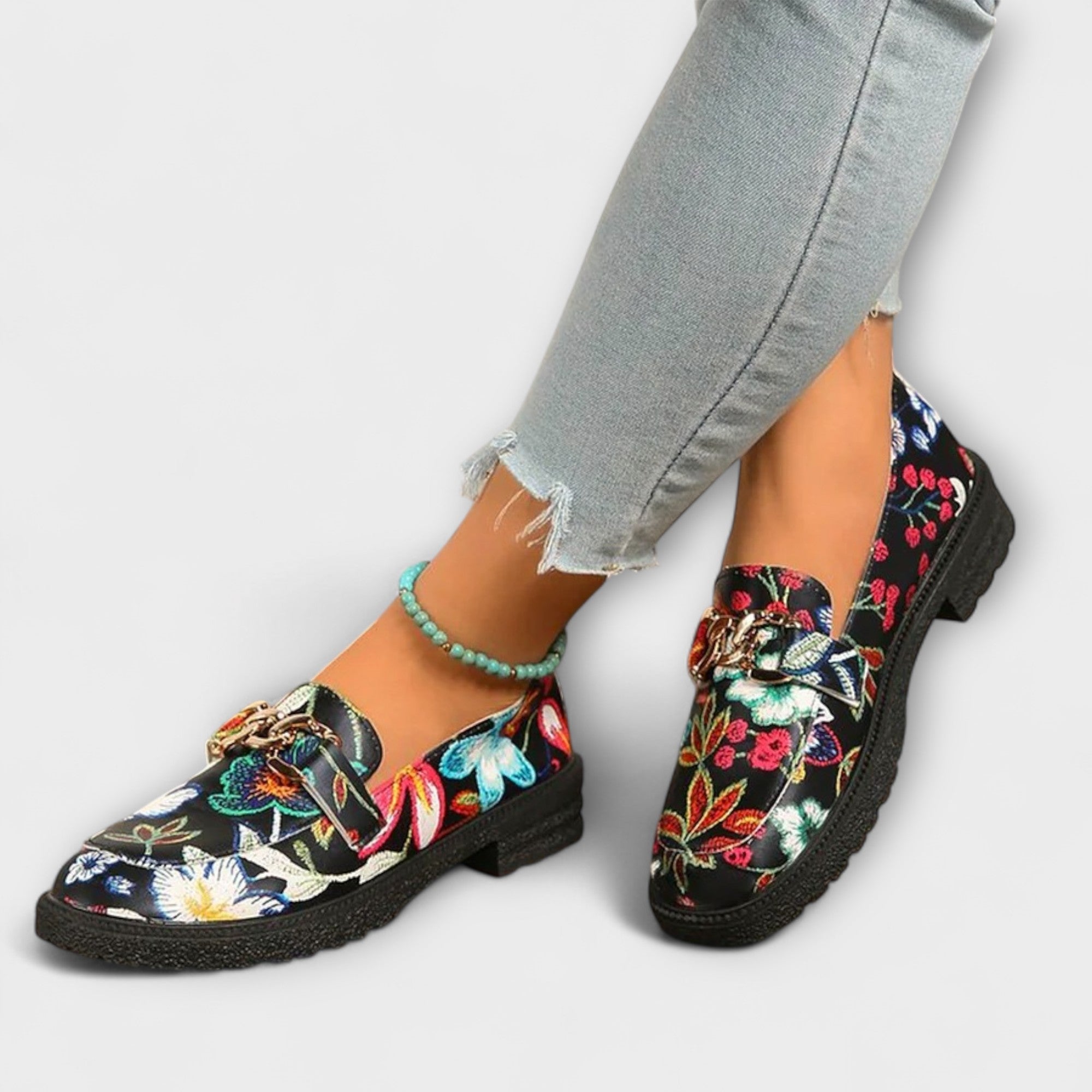 Orla – Eleganti mocassini multicolori con affascinante motivo floreale