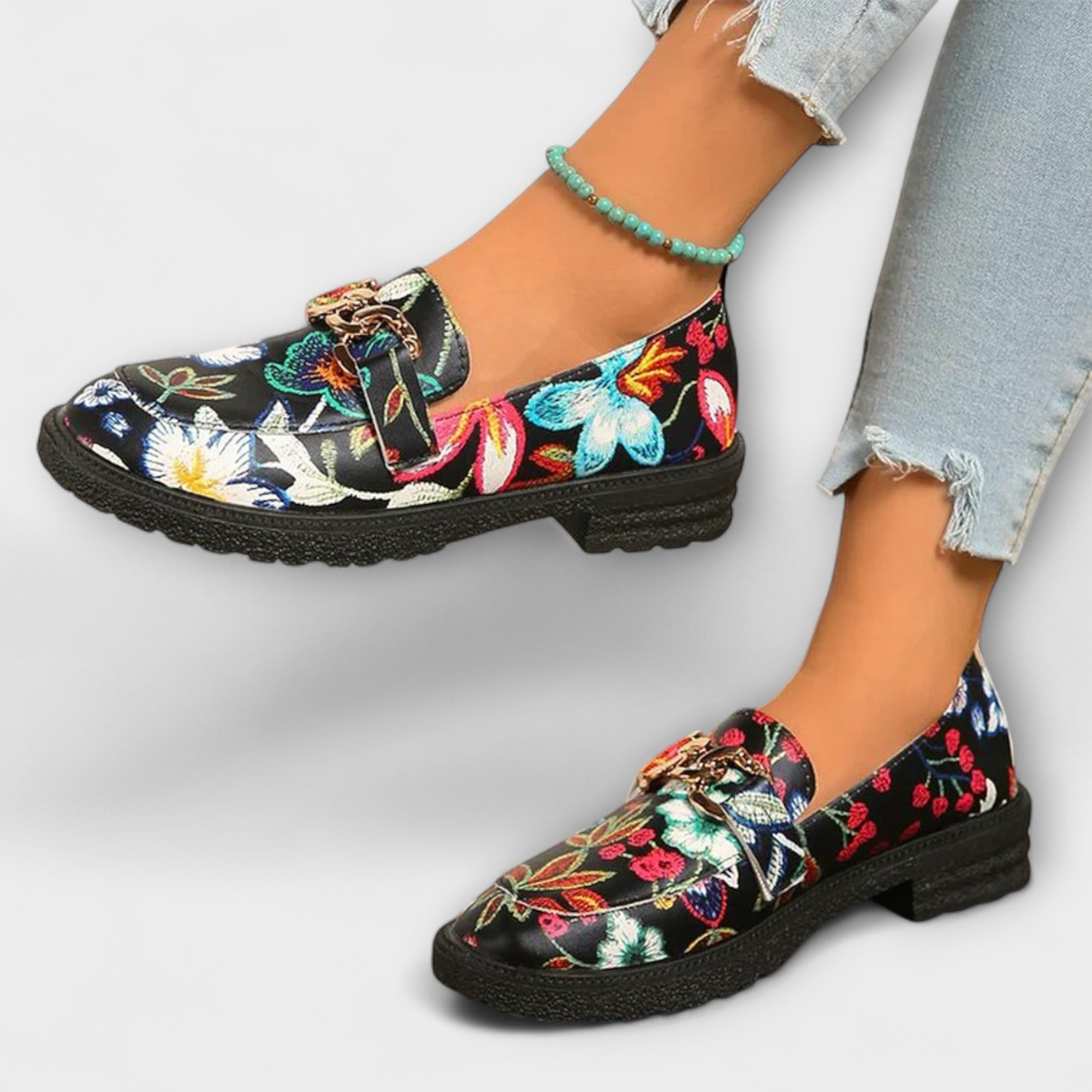 Orla – Eleganti mocassini multicolori con affascinante motivo floreale