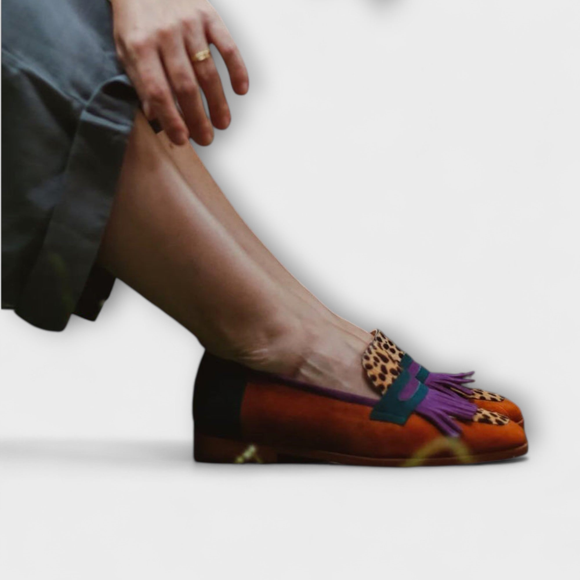 Fallon – Eleganti Mocassini Marroni con Incantevole Stampa Leopardo